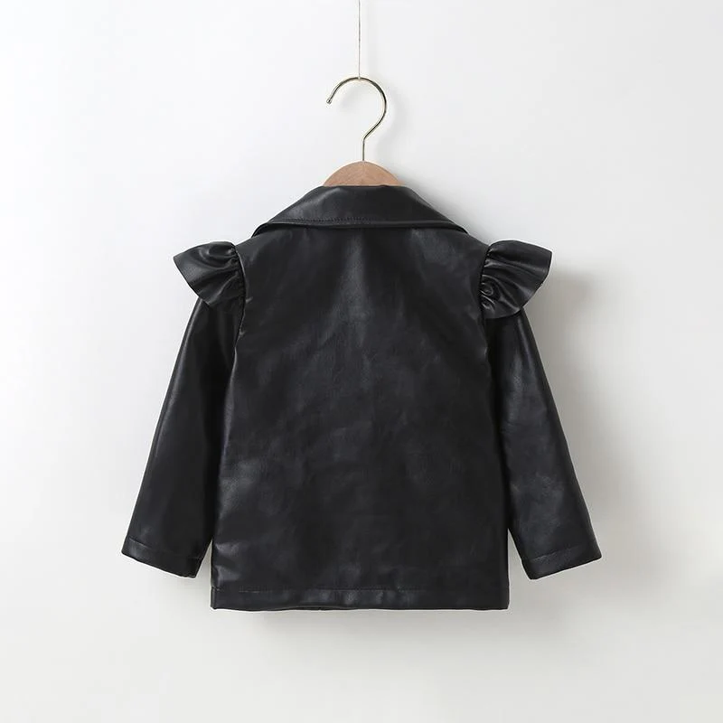 Black Faux Leather Biker Jacket - Image 6