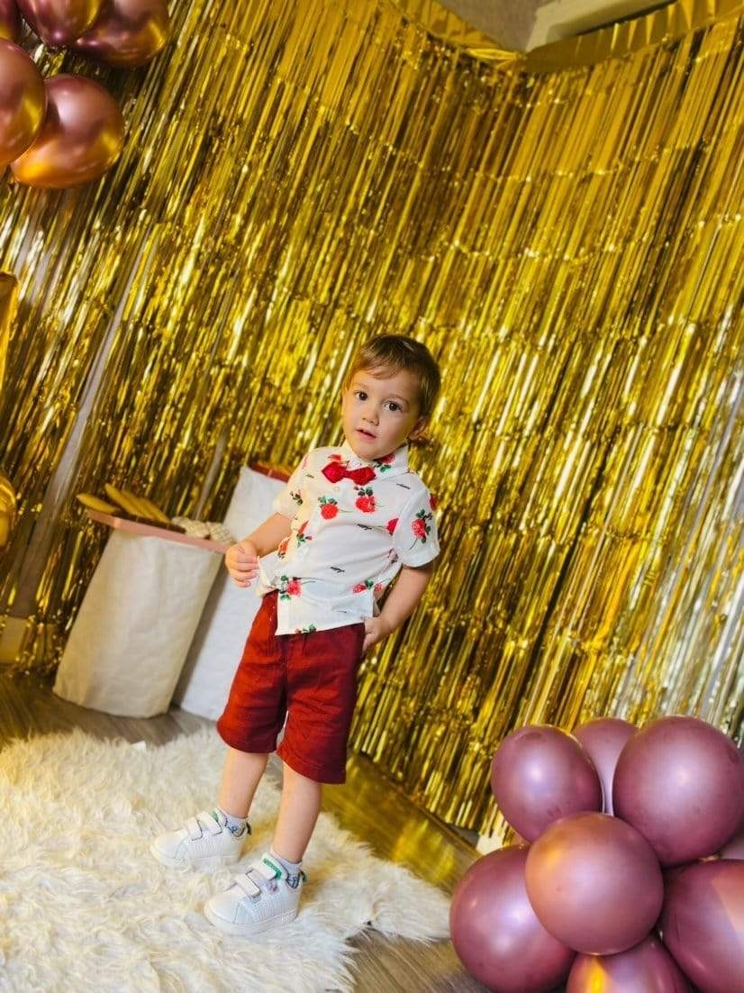 Boy Rose Print Outfit - Image 4