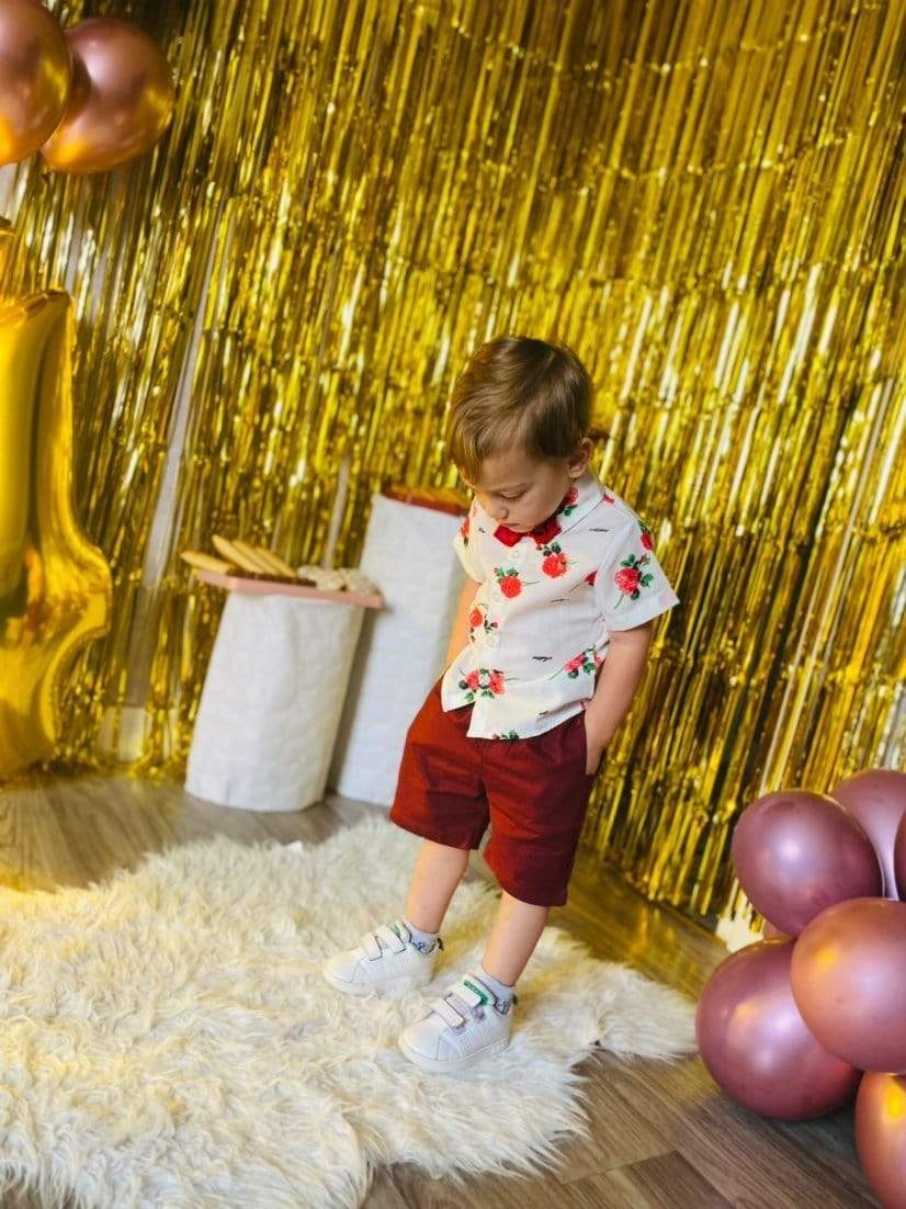Boy Rose Print Outfit - Image 5