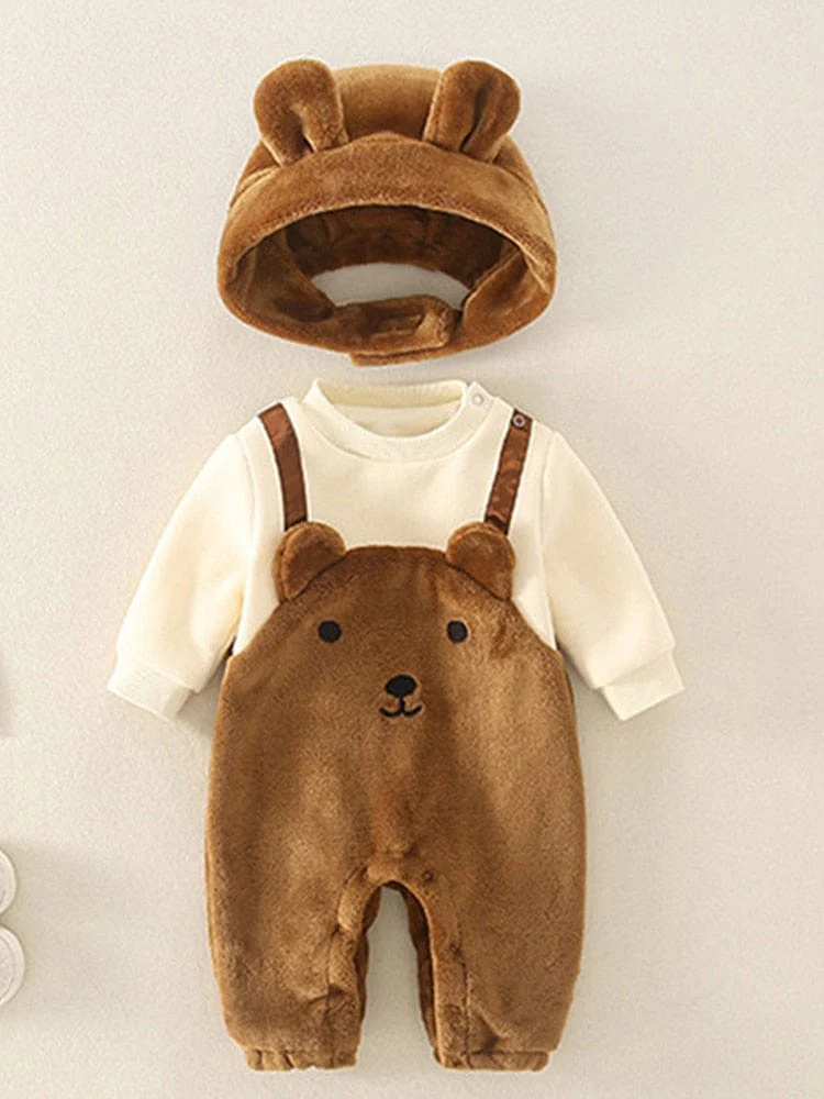 Cartoon Bear Baby Romper with Hat - Image 4