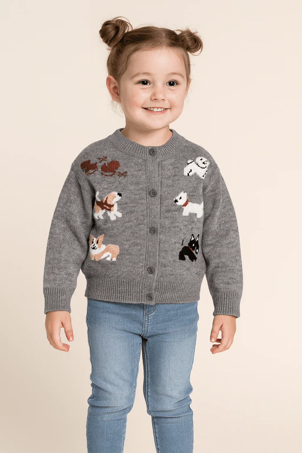 Cartoon Dogs Knit Cardigan - Image 2