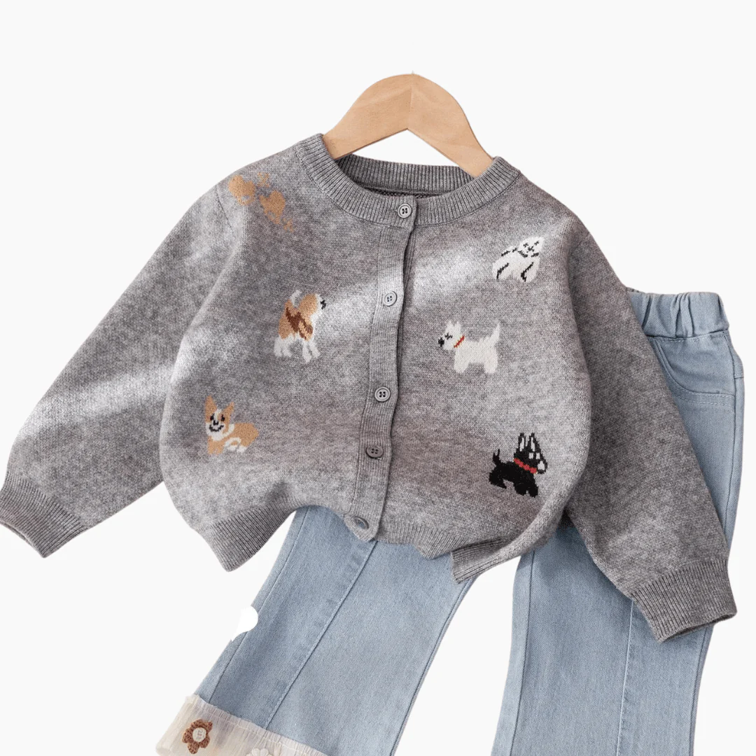 Cartoon Dogs Knit Cardigan - Image 3
