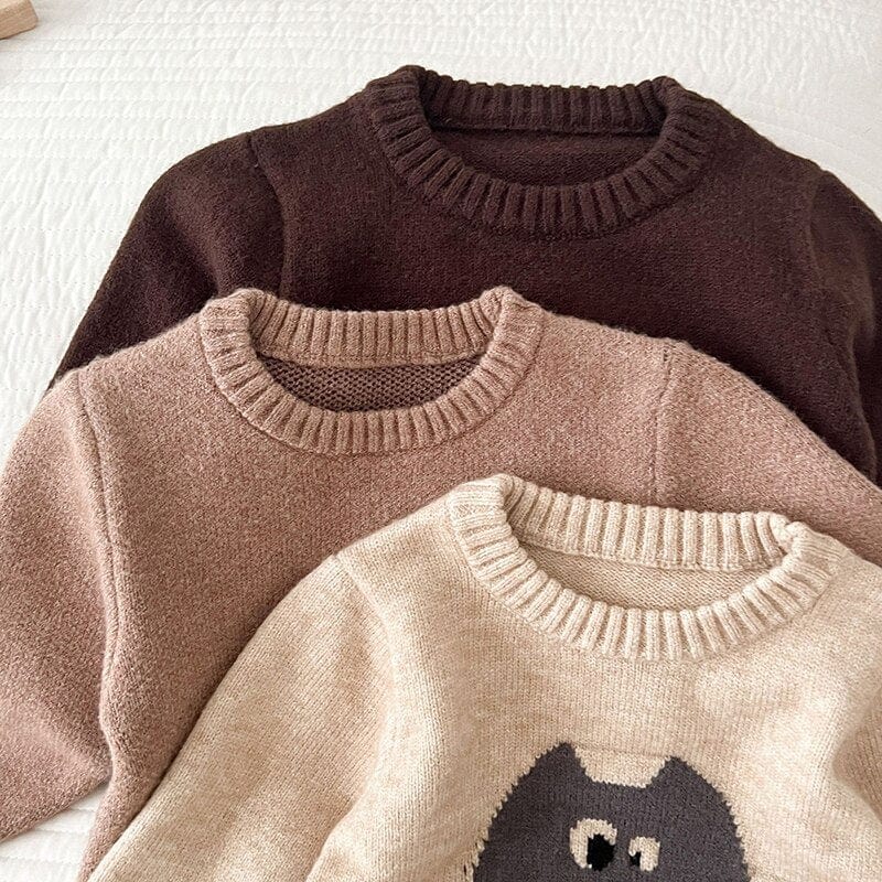 Cartoon Print Long Sleeve Baby Knitted Jumpsuit - Image 8