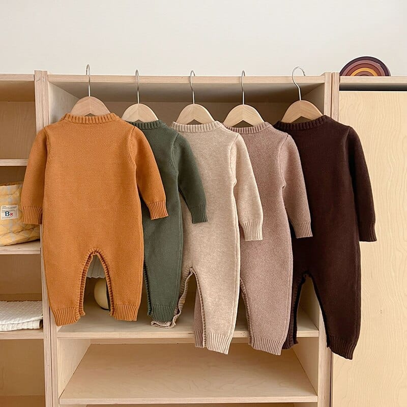 Cartoon Print Long Sleeve Baby Knitted Jumpsuit - Image 9