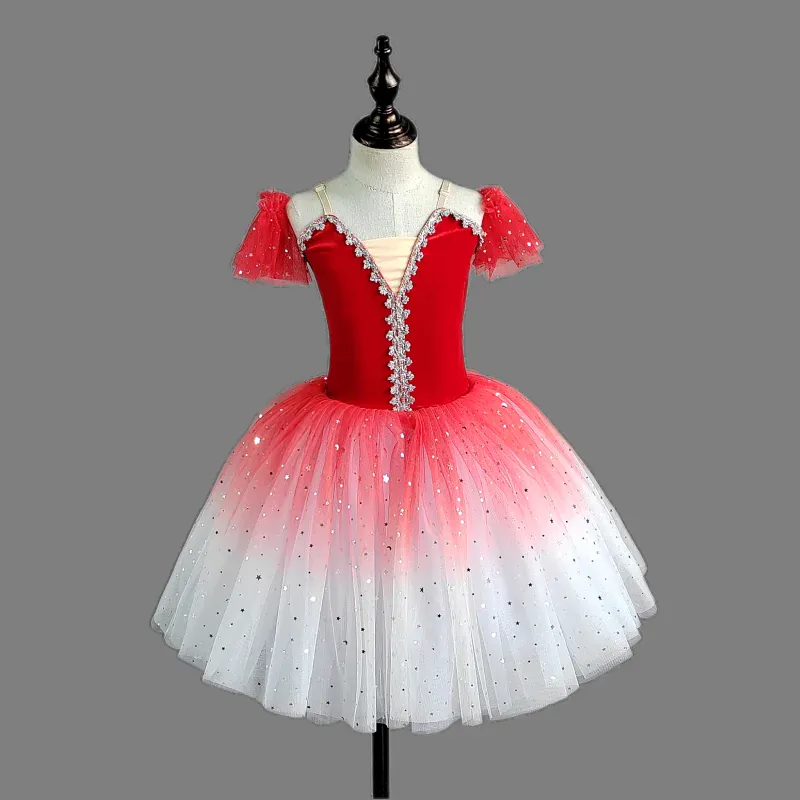 Girl's Performance Ballet Tutu with Velvet Bodice - Image 9