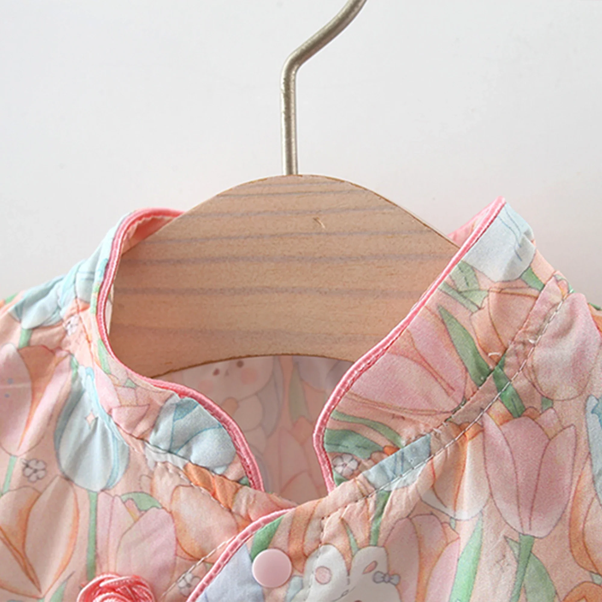 Chinese Style Floral Qipao Romper & Bonnet Set - Image 5