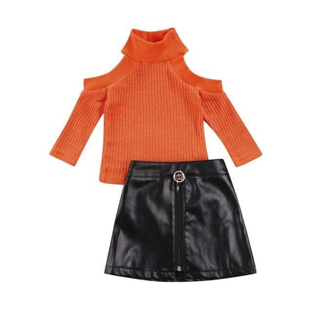 Cold Shoulder Top and Leather Skirt - Image 5