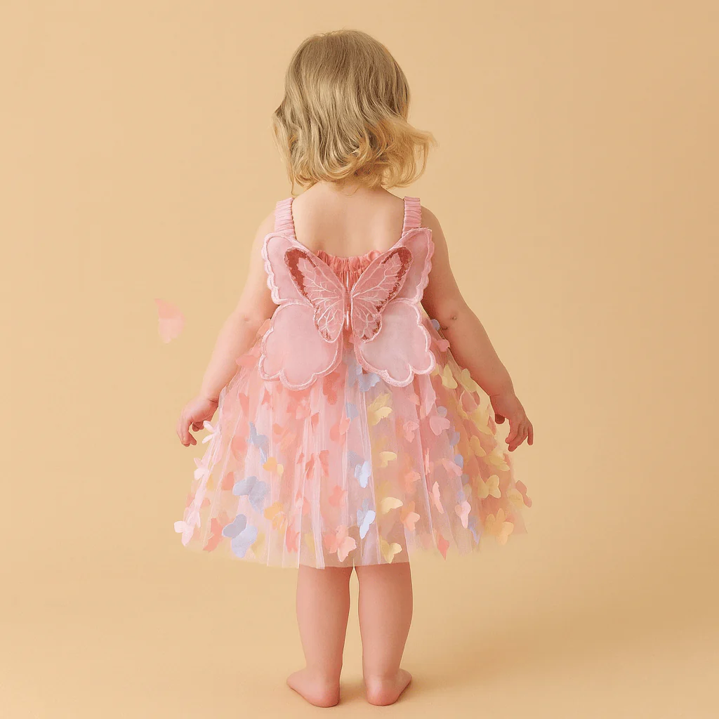 Colorful Birthday Party Outfit with 3D Wings & Tulle Skirt - Image 4