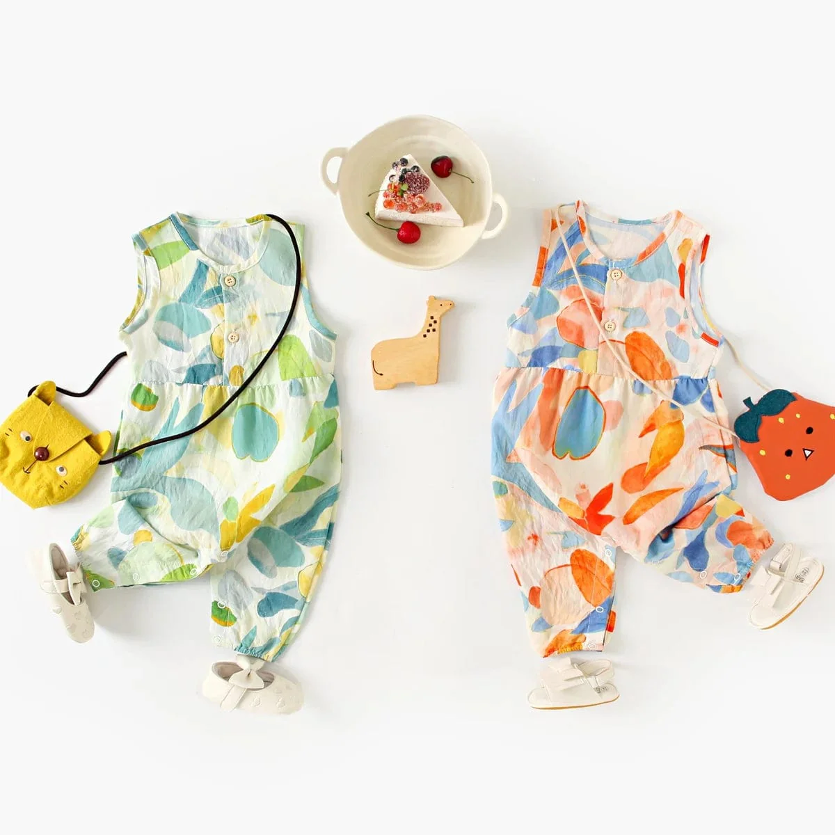 Colorful Floral Baby Rompers - Image 2