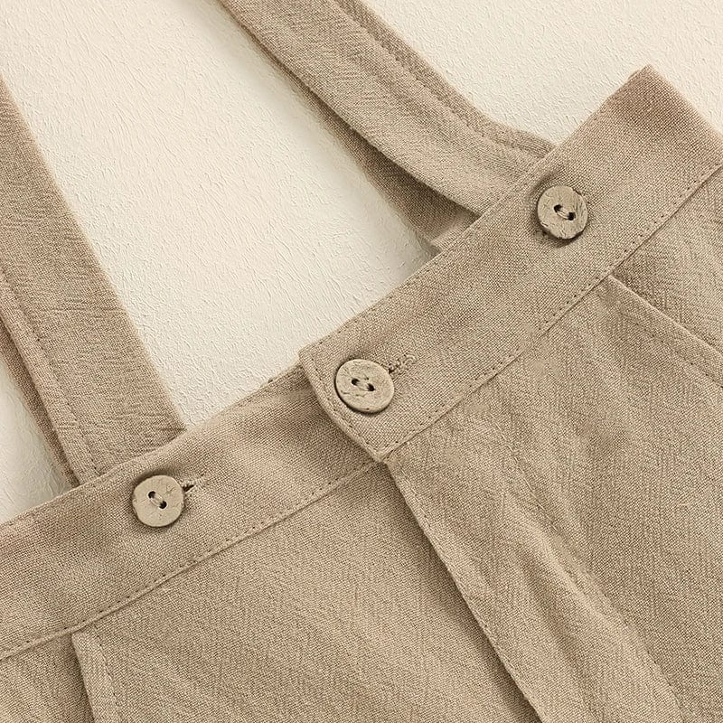 Cotton Linen Bodysuit with Suspender Shorts - Image 7