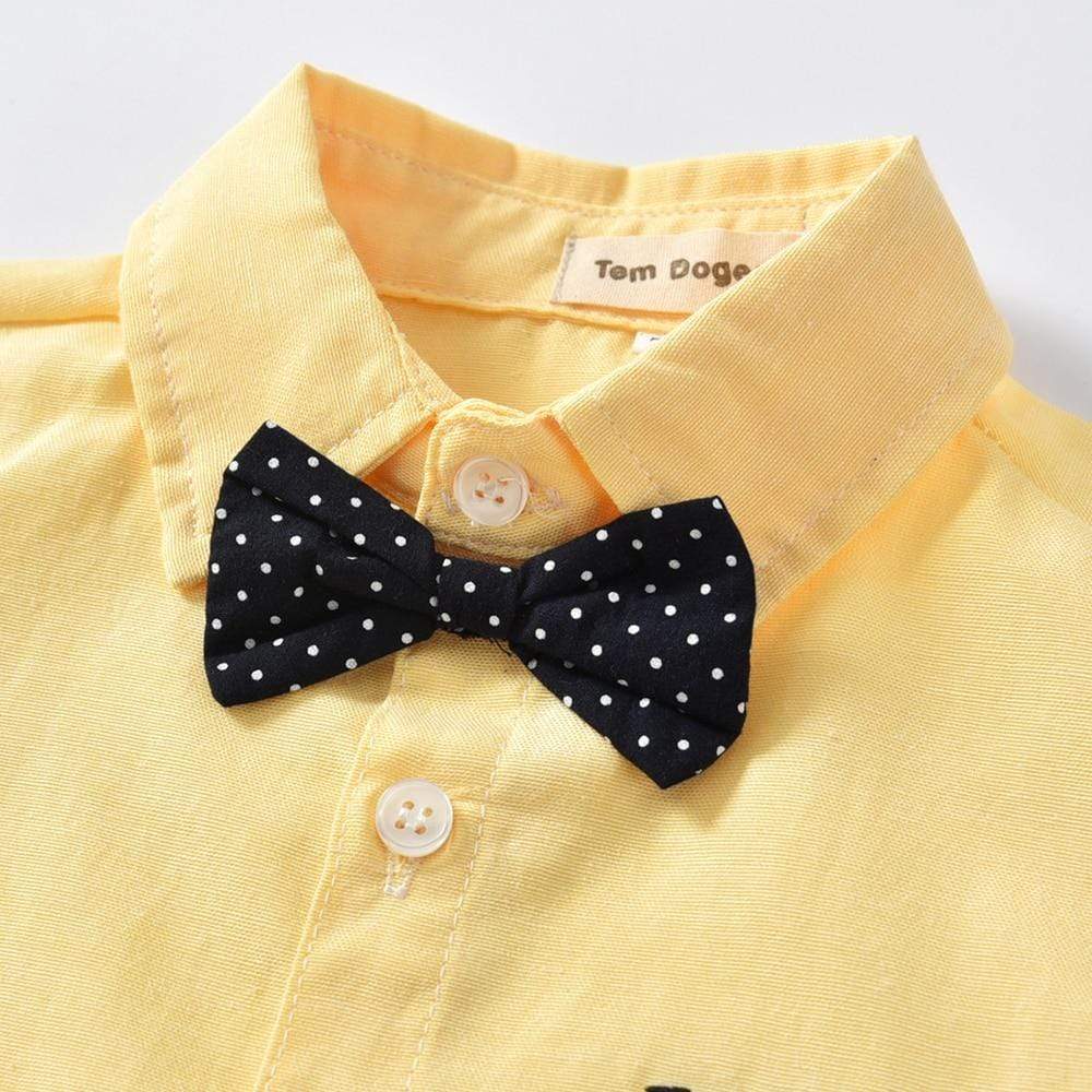 Yellow Tie Shirts And Overalls Set - Image 7