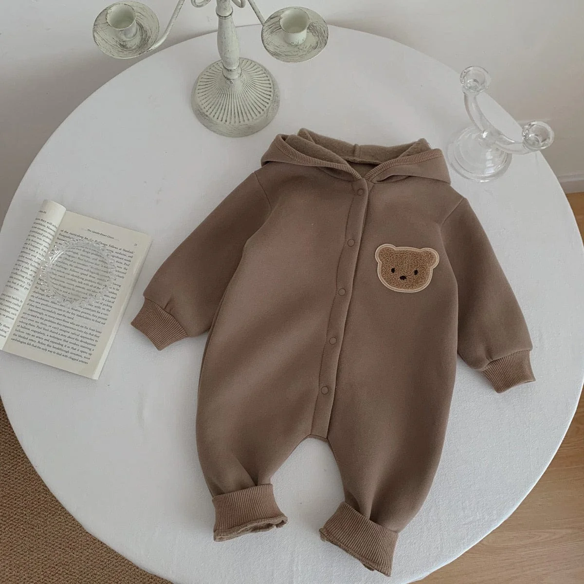 Cozy Baby Hooded Jumpsuit in Soft Fleece - Image 2