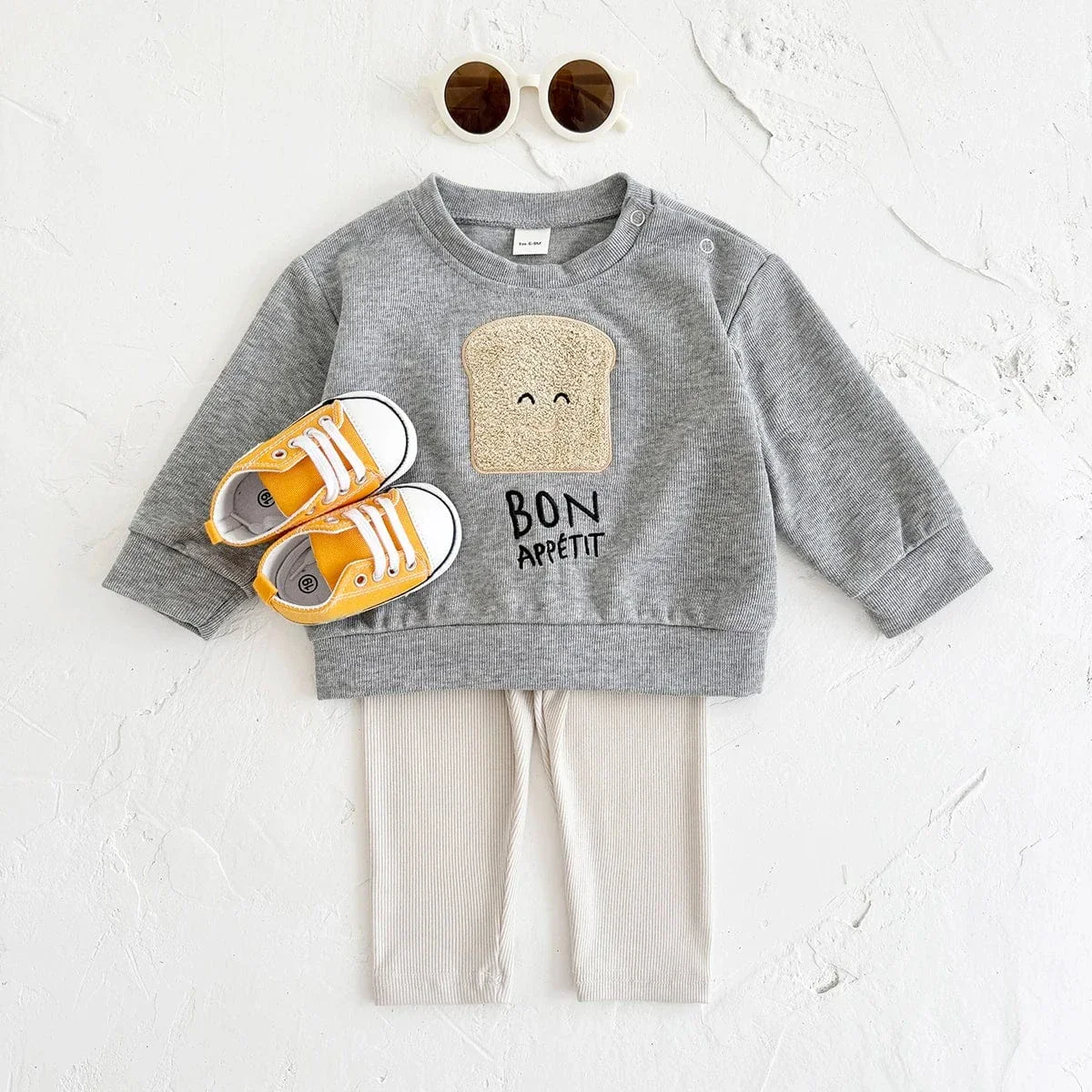Cute Bread Print Sweatshirt and Pants Set - Image 4
