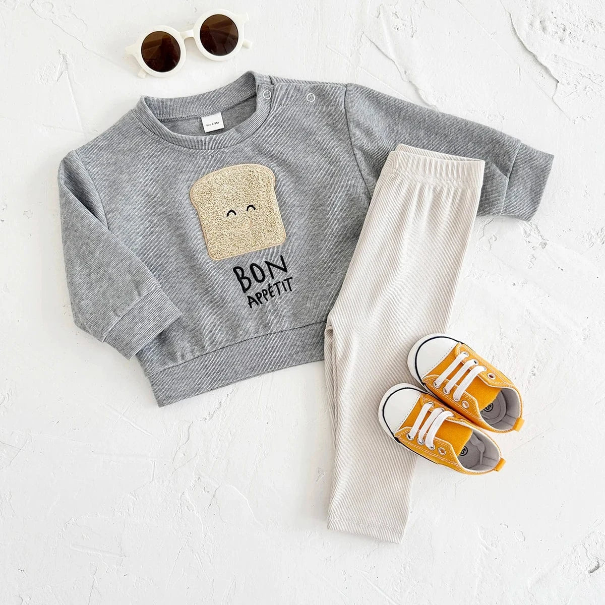 Cute Bread Print Sweatshirt and Pants Set - Image 5