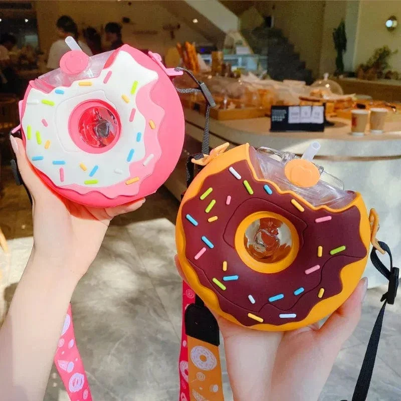 Cute Donut Water Bottle with Straw - Image 2