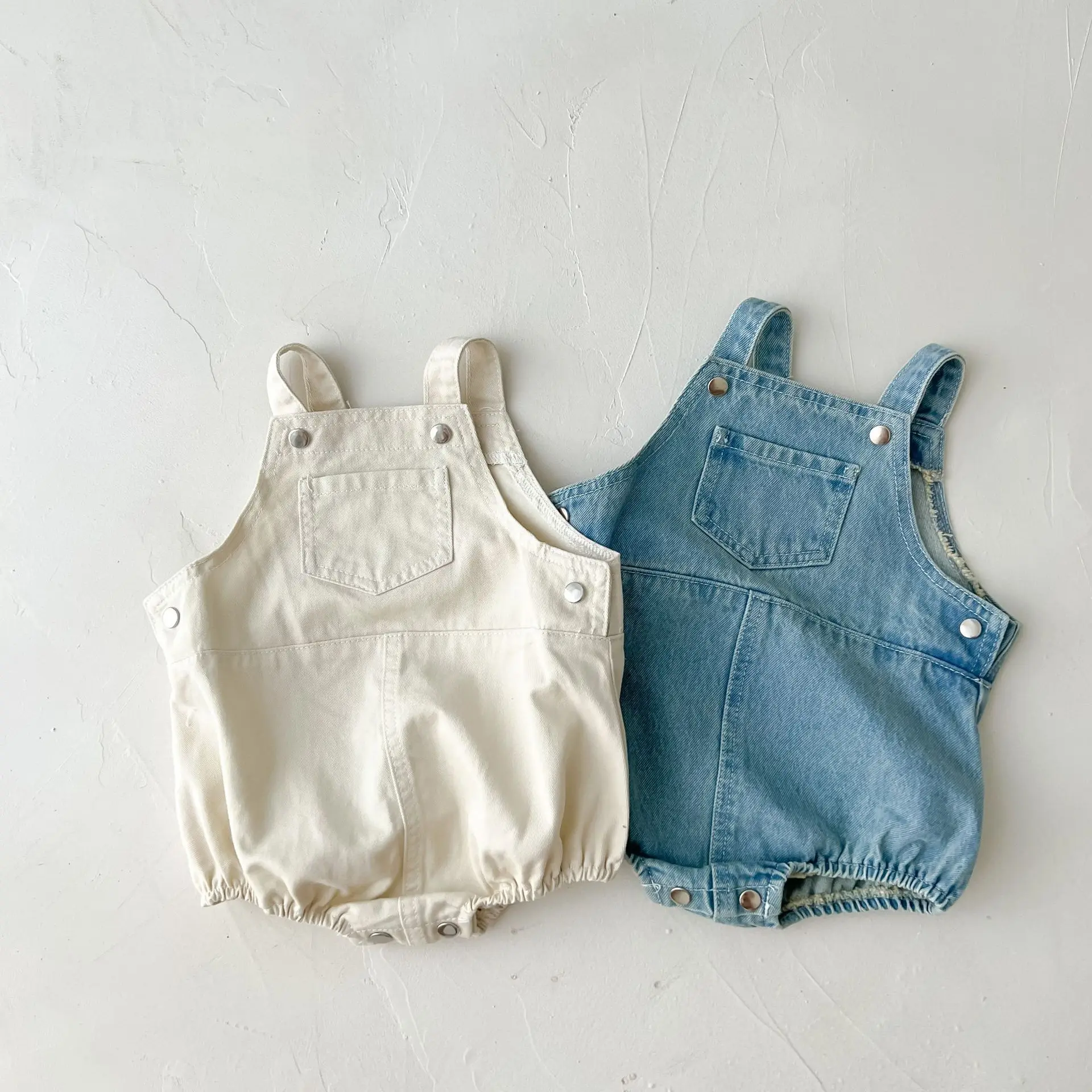 Denim Baby Overalls Romper - Image 2