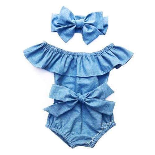 Denim Off Shoulder Play-suit - Image 2