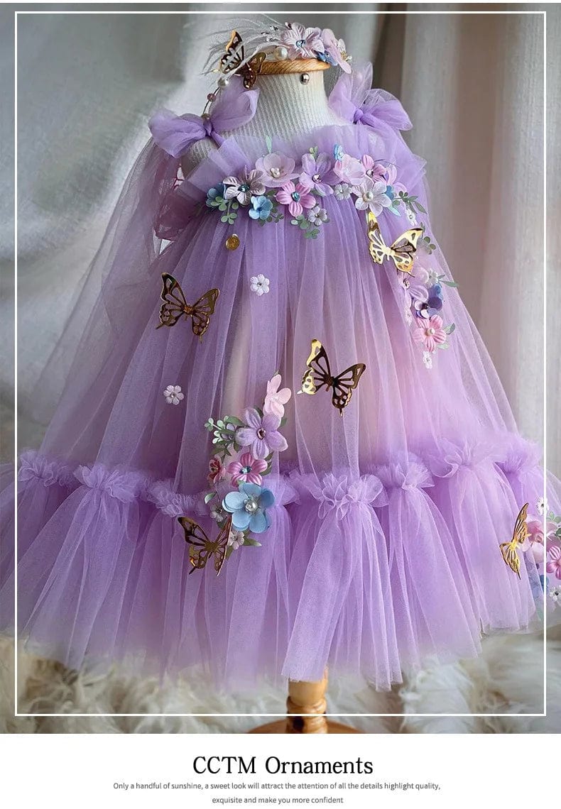 Elegant Floral Mesh Tulle Gown - Image 7