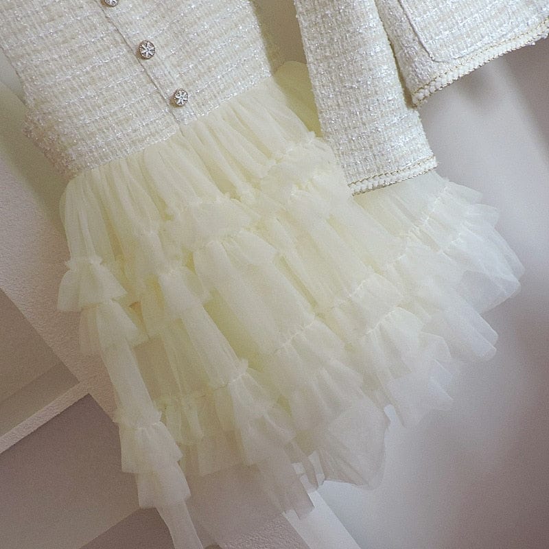 Elegant Tweed Jacket and Tutu Dress Set - Image 4