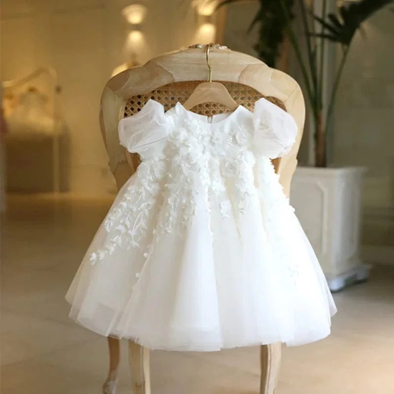 Elegant White Flower Girl Dress - Image 10