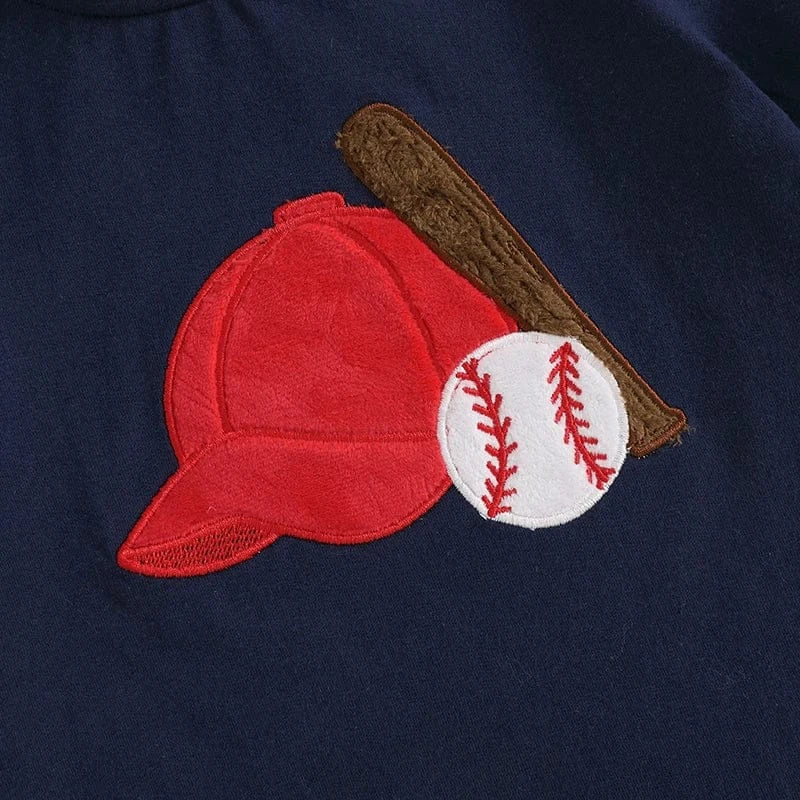 Embroidered Baseball T-Shirt and Plaid Shorts Set - Image 6