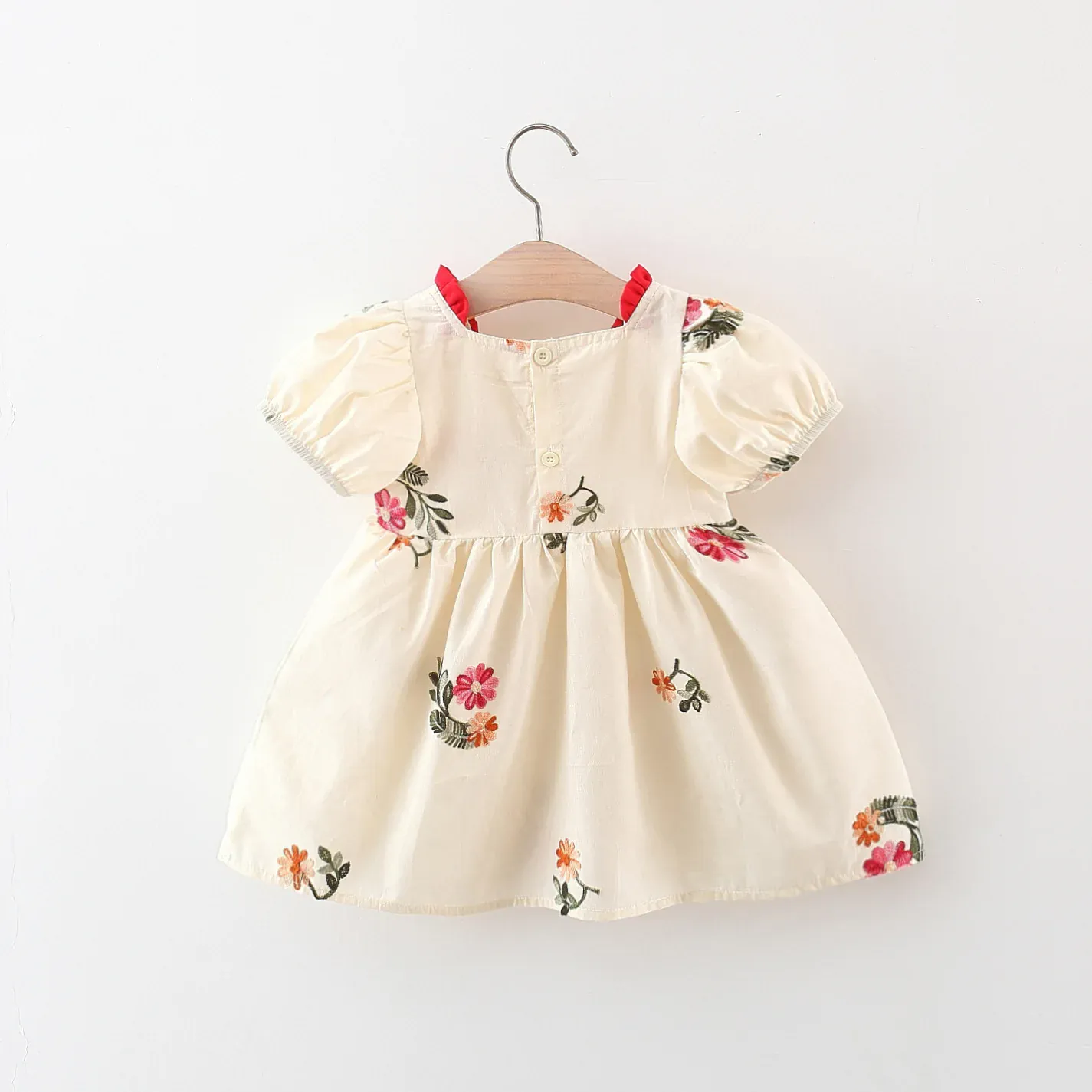 Embroidered Bubble Sleeve Dress - Image 3