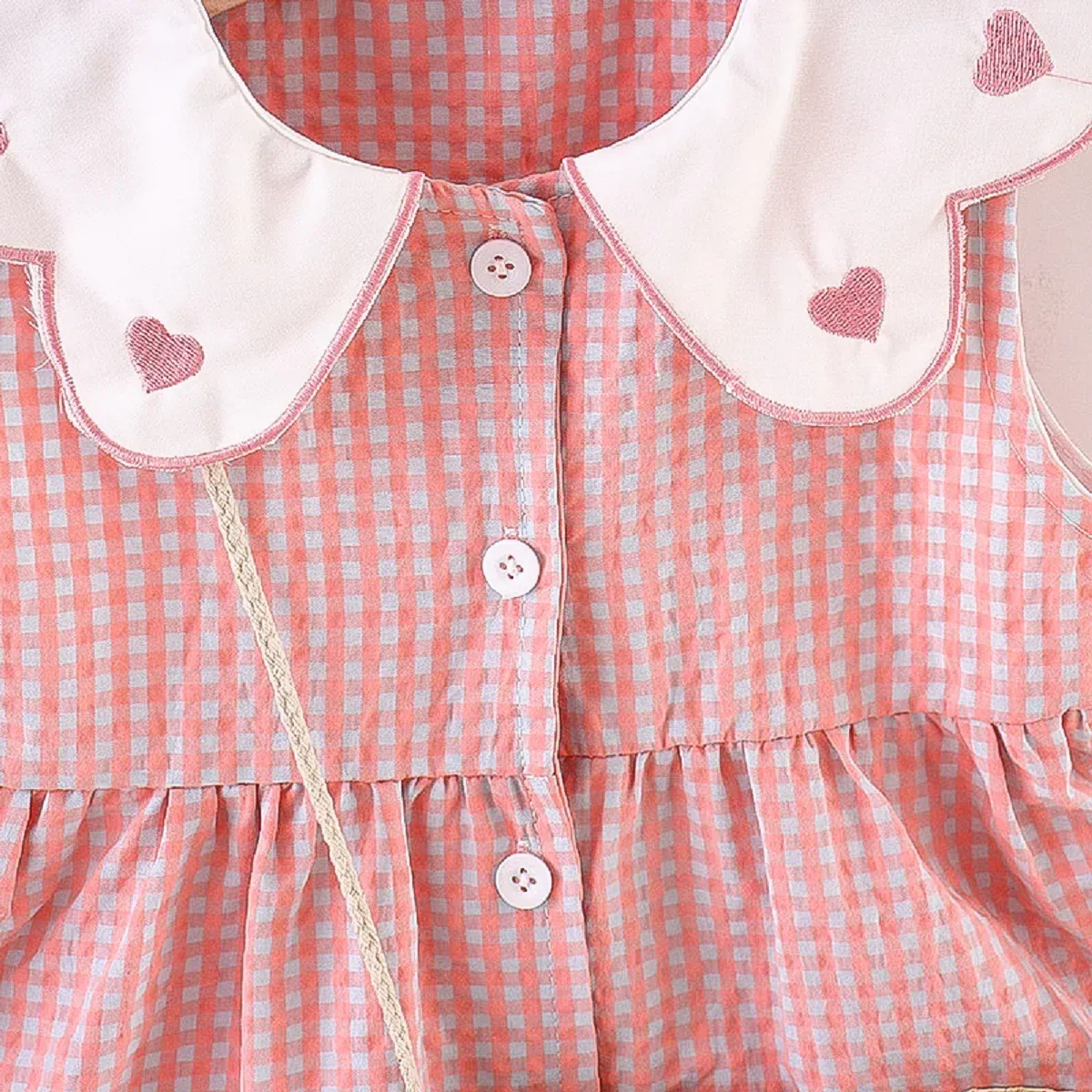 Embroidered Collar Dress & Matching Bag Set - Image 7