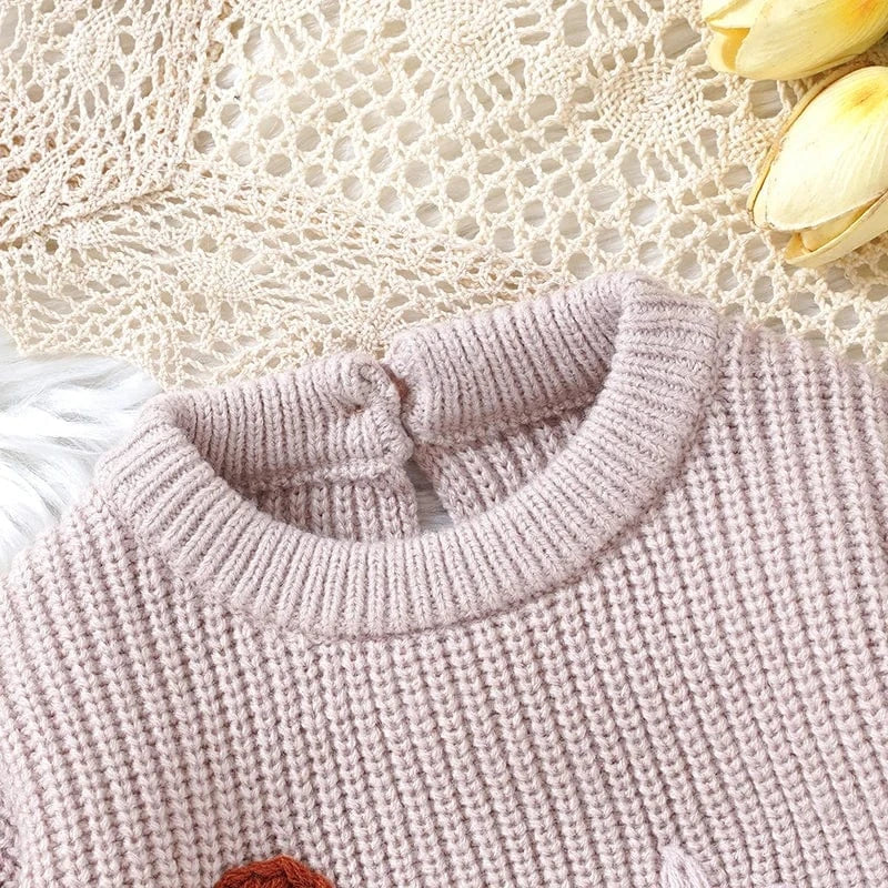 Embroidered Knit Baby Romper - Image 3