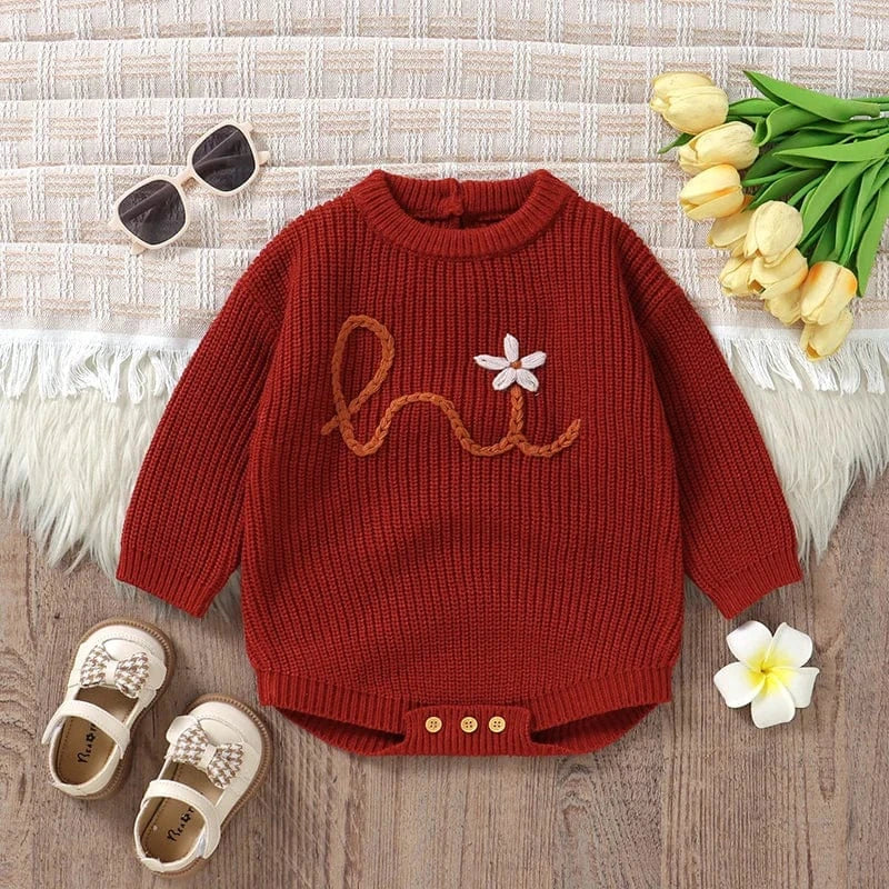 Embroidered Knit Baby Romper - Image 7