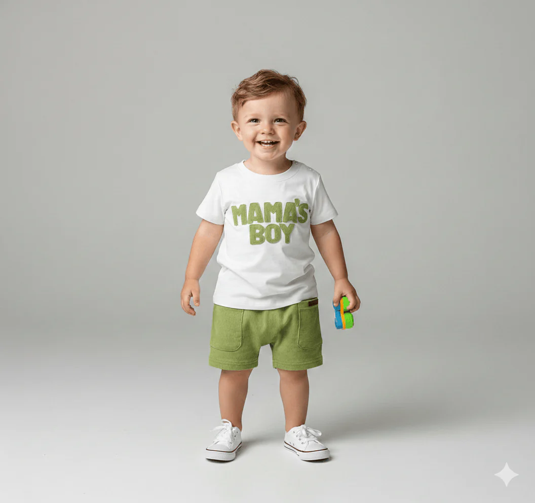 Embroidered T-Shirt & Striped Shorts Set - Image 6
