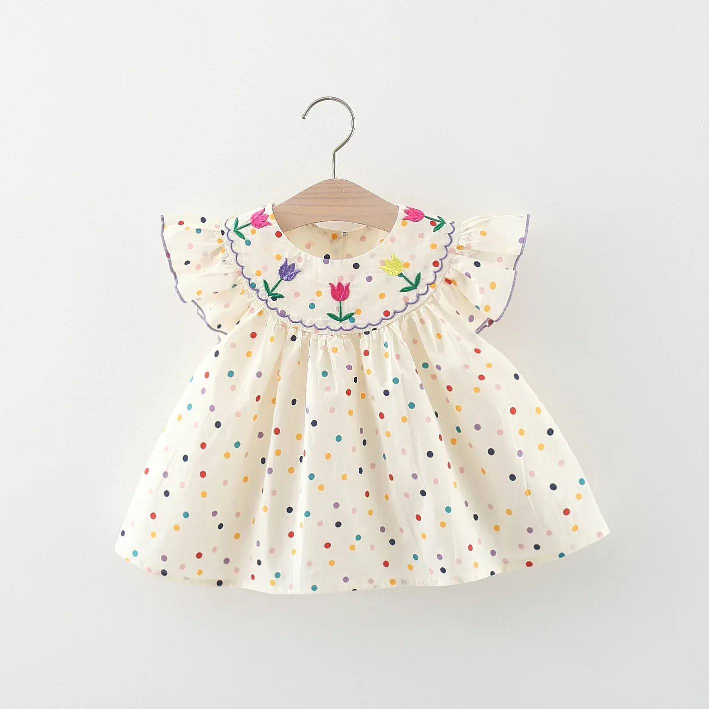 Embroidered Tulle & Polka Dot Dress - Image 2