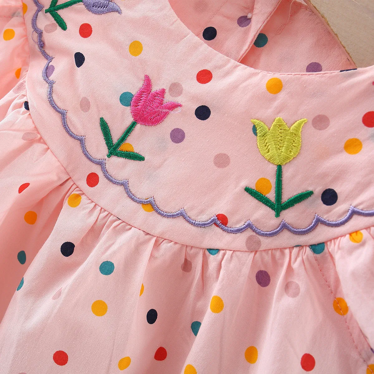 Embroidered Tulle & Polka Dot Dress - Image 7