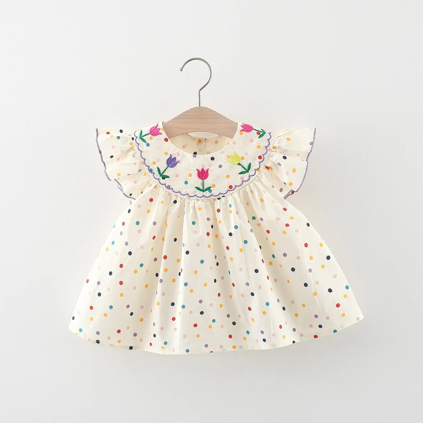 Embroidered Tulle & Polka Dot Dress - Image 8