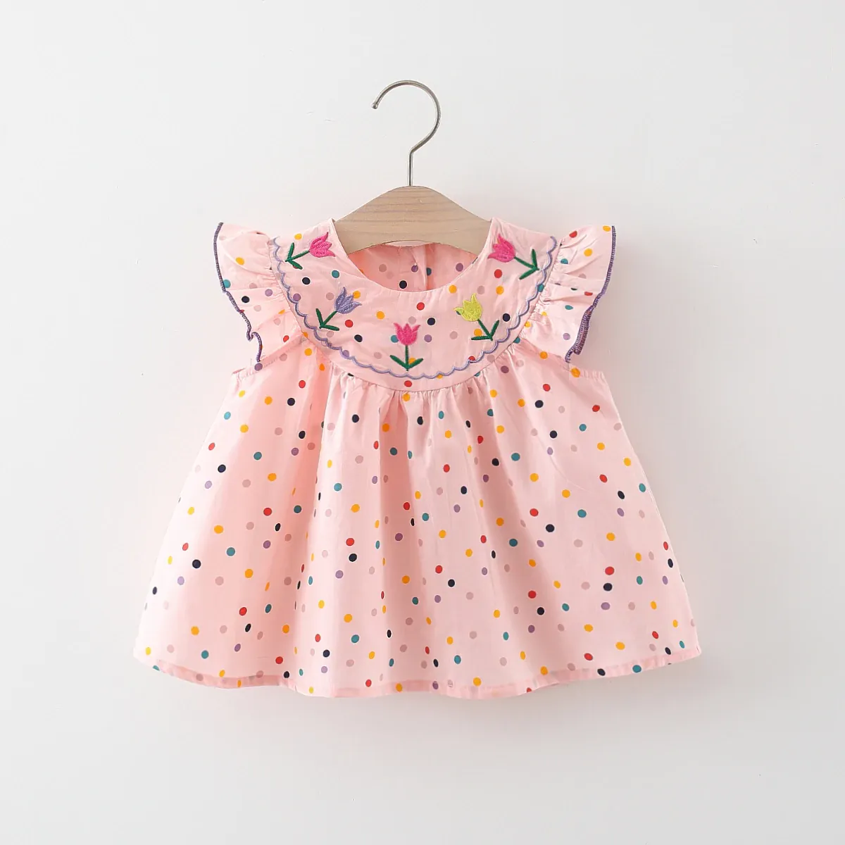 Embroidered Tulle & Polka Dot Dress - Image 9