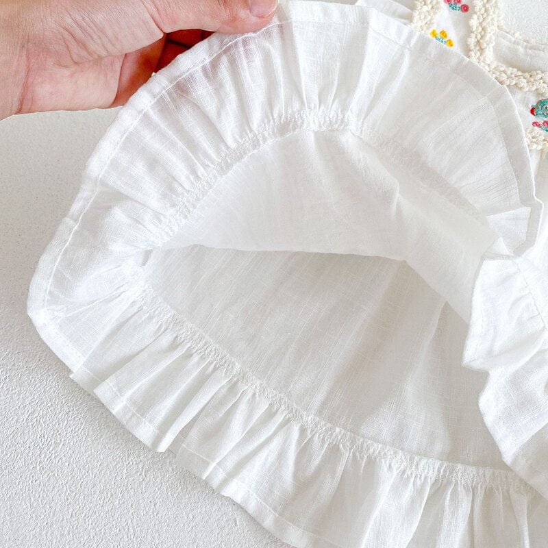 Embroidery Floral White Dress - Image 8