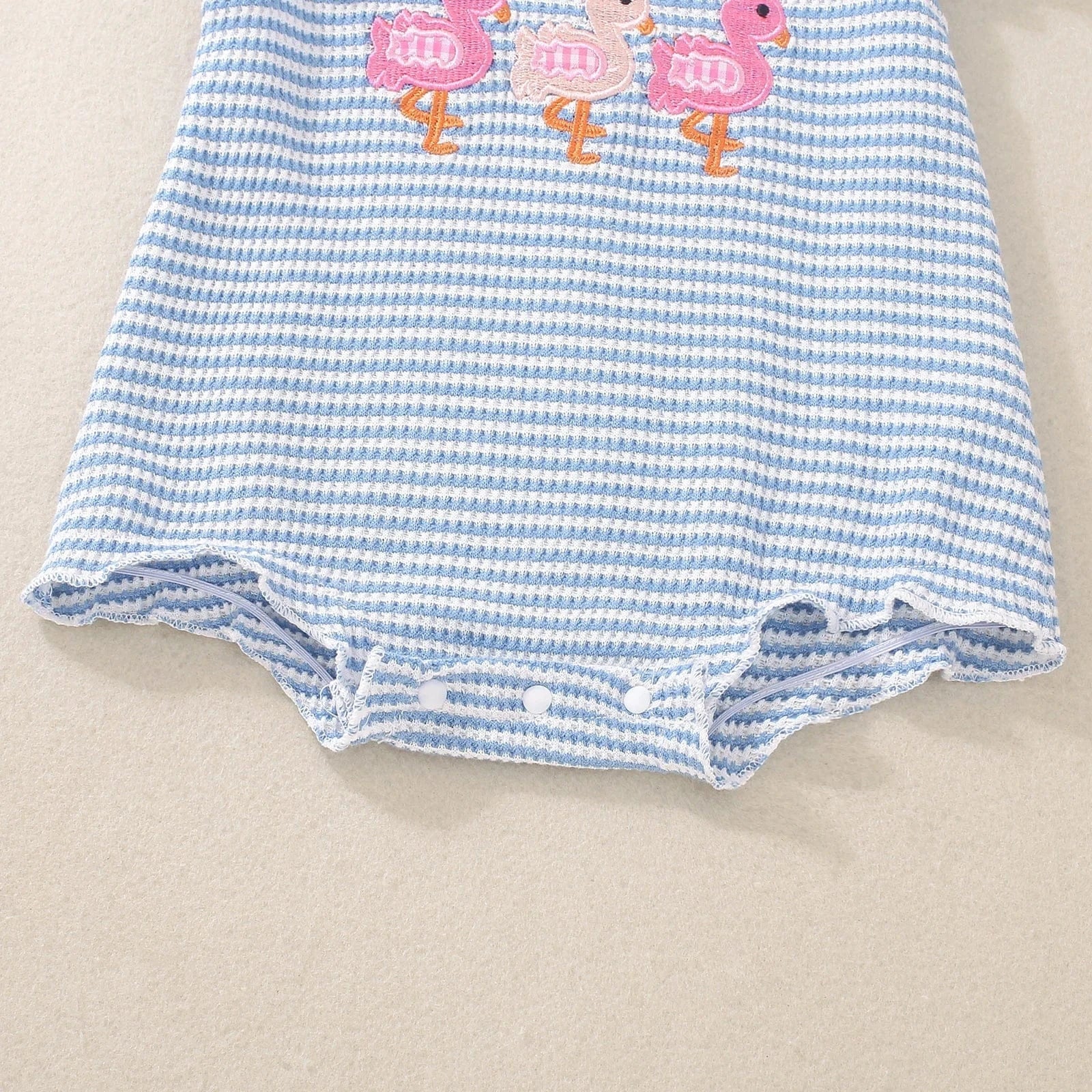 Flamingo Embroidered Waffle Knit Bodysuit with Flutter Sleeves - Image 5