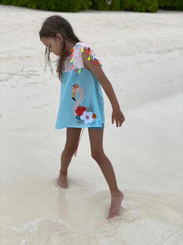 Flamingo Print Striped Dress - Image 5