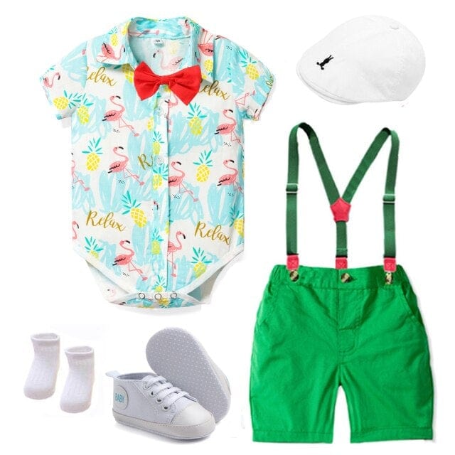 Flamingo Themed Baby Boy Outfit - Image 3