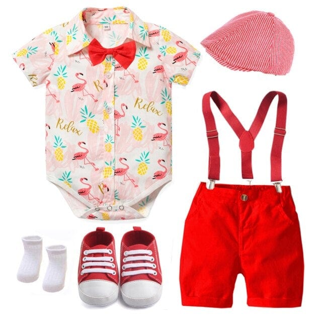 Flamingo Themed Baby Boy Outfit - Image 4