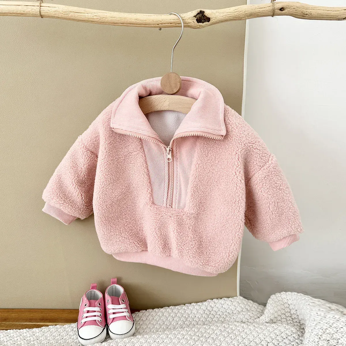Unisex Toddler and Baby Cozy Sherpa Half-Zip Sweatshirt - Image 9