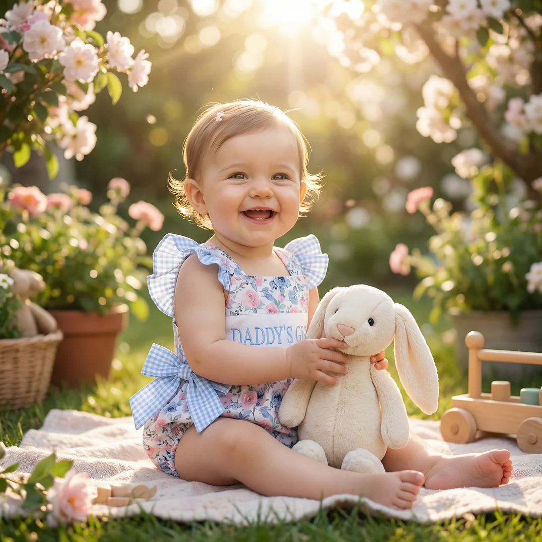 Floral Print & Embroidery Fly Sleeve Romper - Image 2