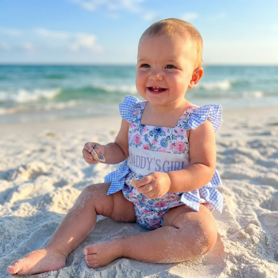 Floral Print & Embroidery Fly Sleeve Romper - Image 3