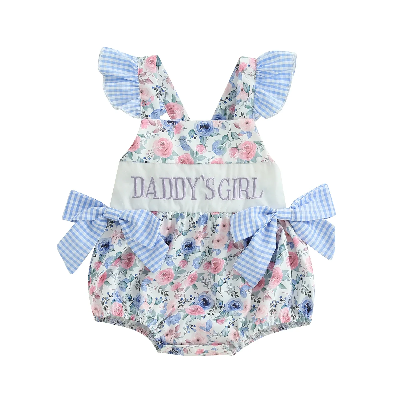 Floral Print & Embroidery Fly Sleeve Romper - Image 4