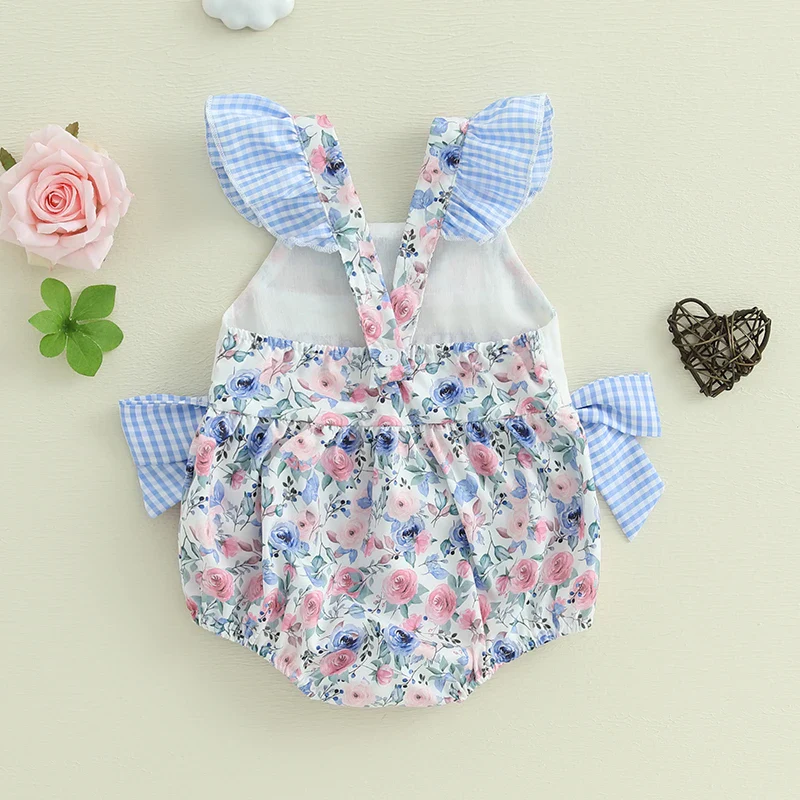 Floral Print & Embroidery Fly Sleeve Romper - Image 6