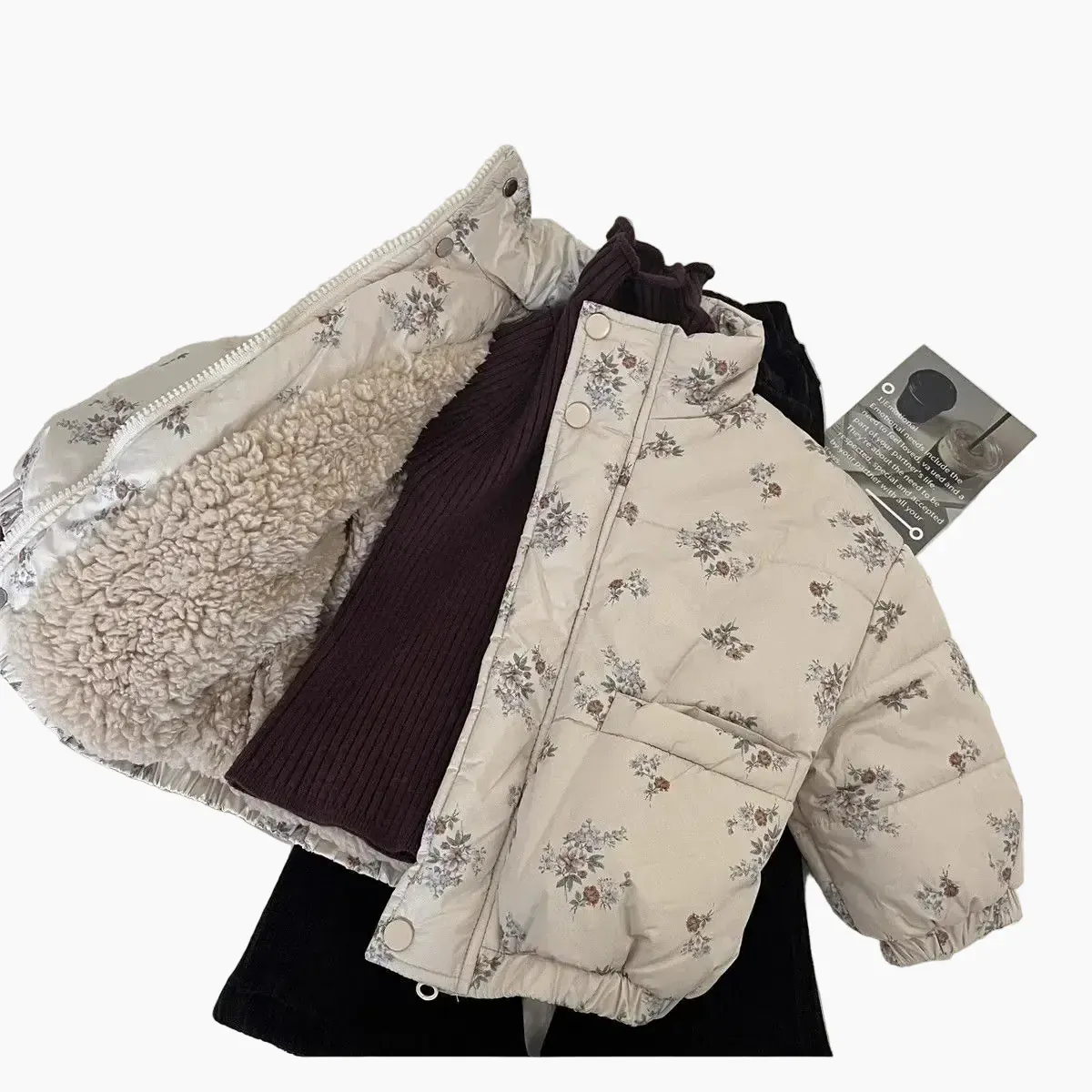 Floral Print Fleece-Lined Puffer Parka