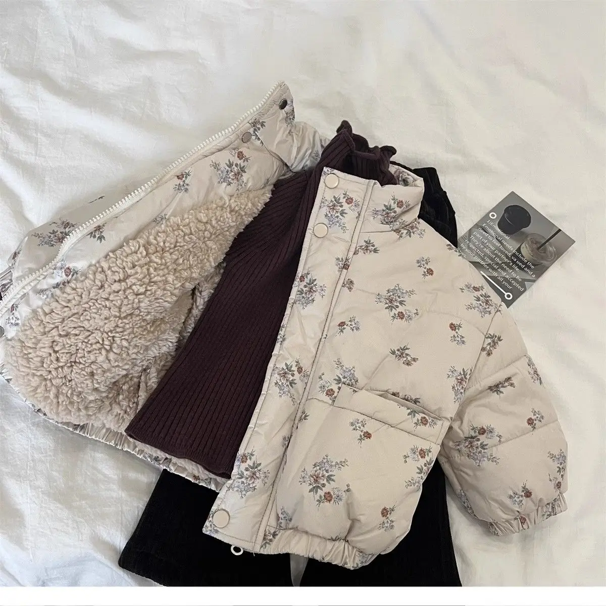 Floral Print Fleece-Lined Puffer Parka - Image 2