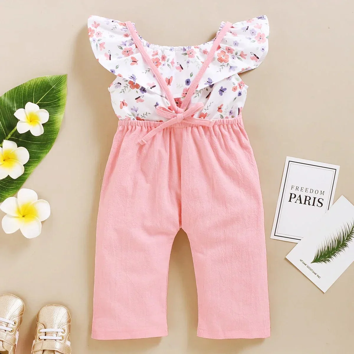 Floral Top and Green Suspender Pants Set - Image 6