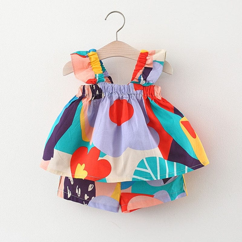 Girls Floral Sleeveless Top and Shorts Set