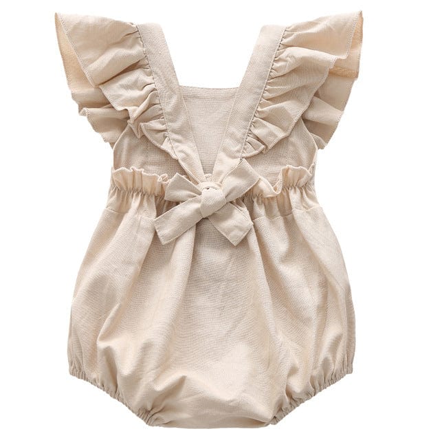 Frill Sleeve Linen Baby Girl Romper - Image 4