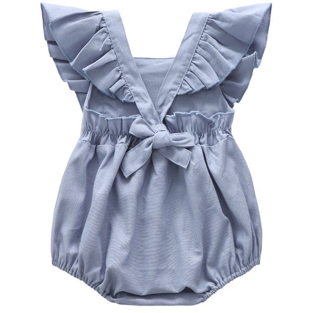 Frill Sleeve Linen Baby Girl Romper - Image 5